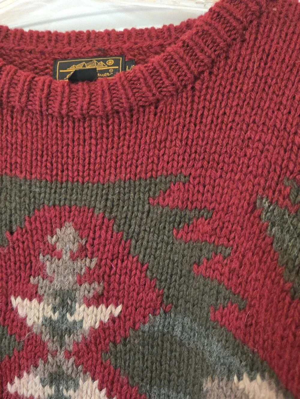 Vintage 90s Eddie Bauer Wool Knit Aztec Southwestern Sweater, SIZE L
